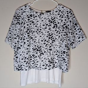 Ann Taylor Black and White Patterned Top